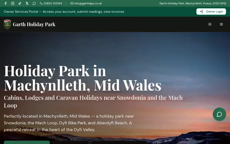 Screenshot of garthholidaypark.co.uk