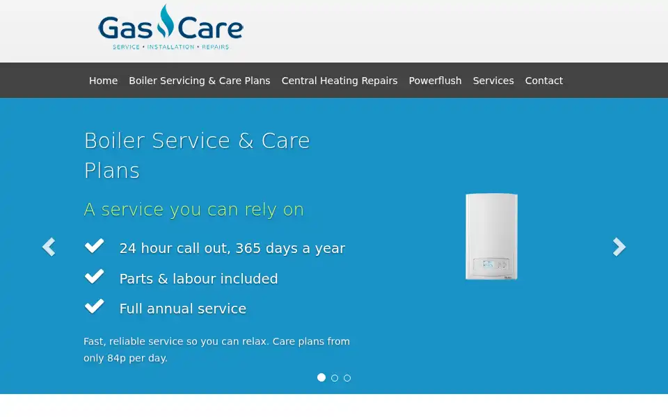 Screenshot of gascaremansfield.co.uk