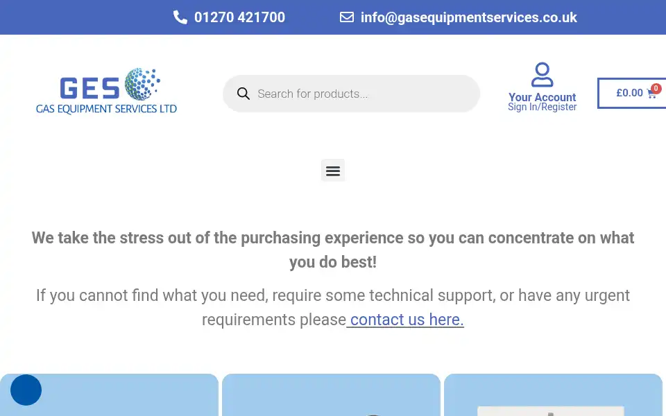 Screenshot of gasequipmentservices.co.uk