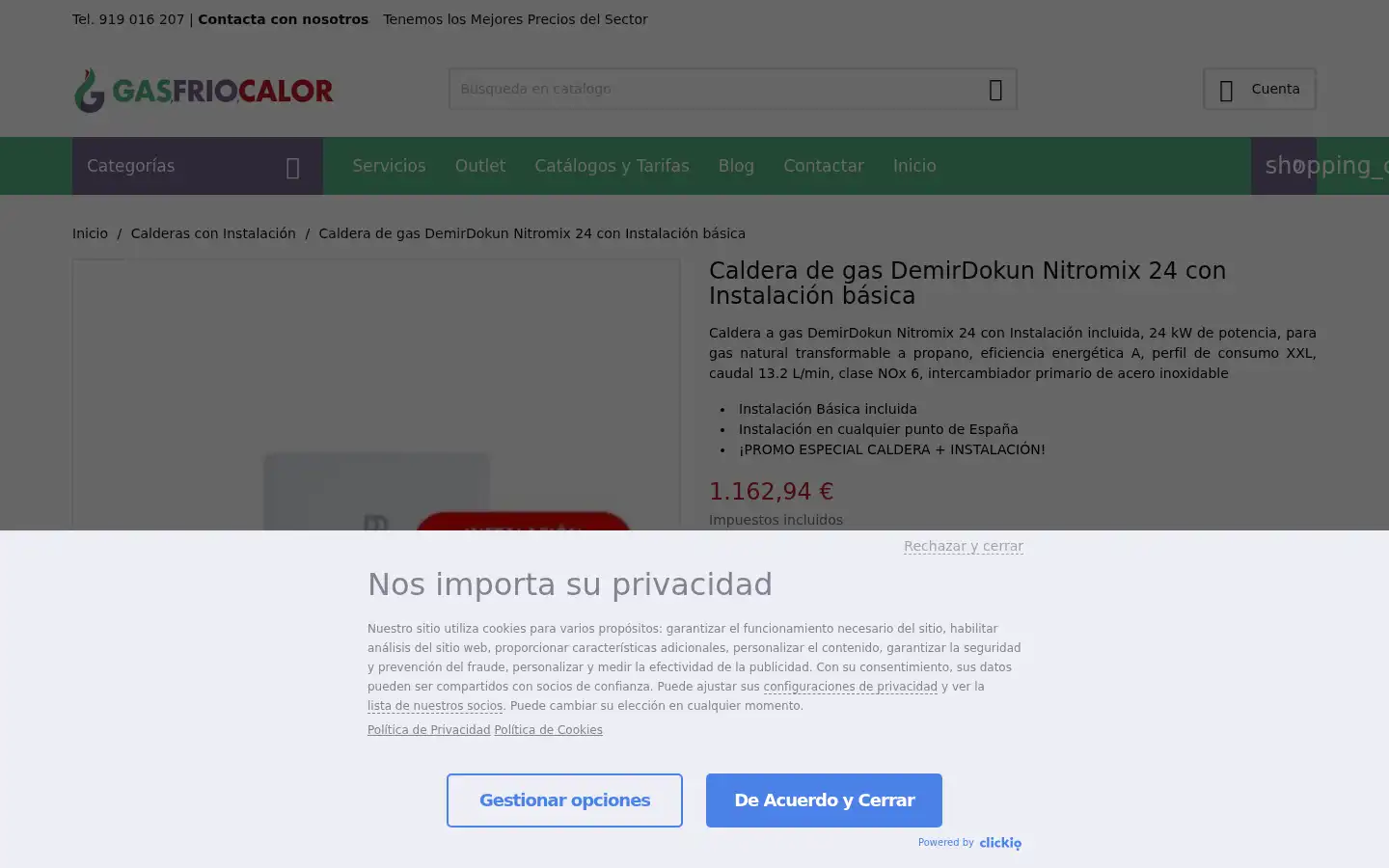 Screenshot of gasfriocalor.com