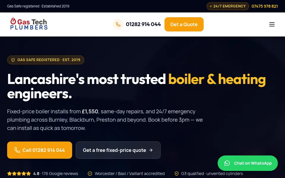 Screenshot of gastechplumbers.co.uk