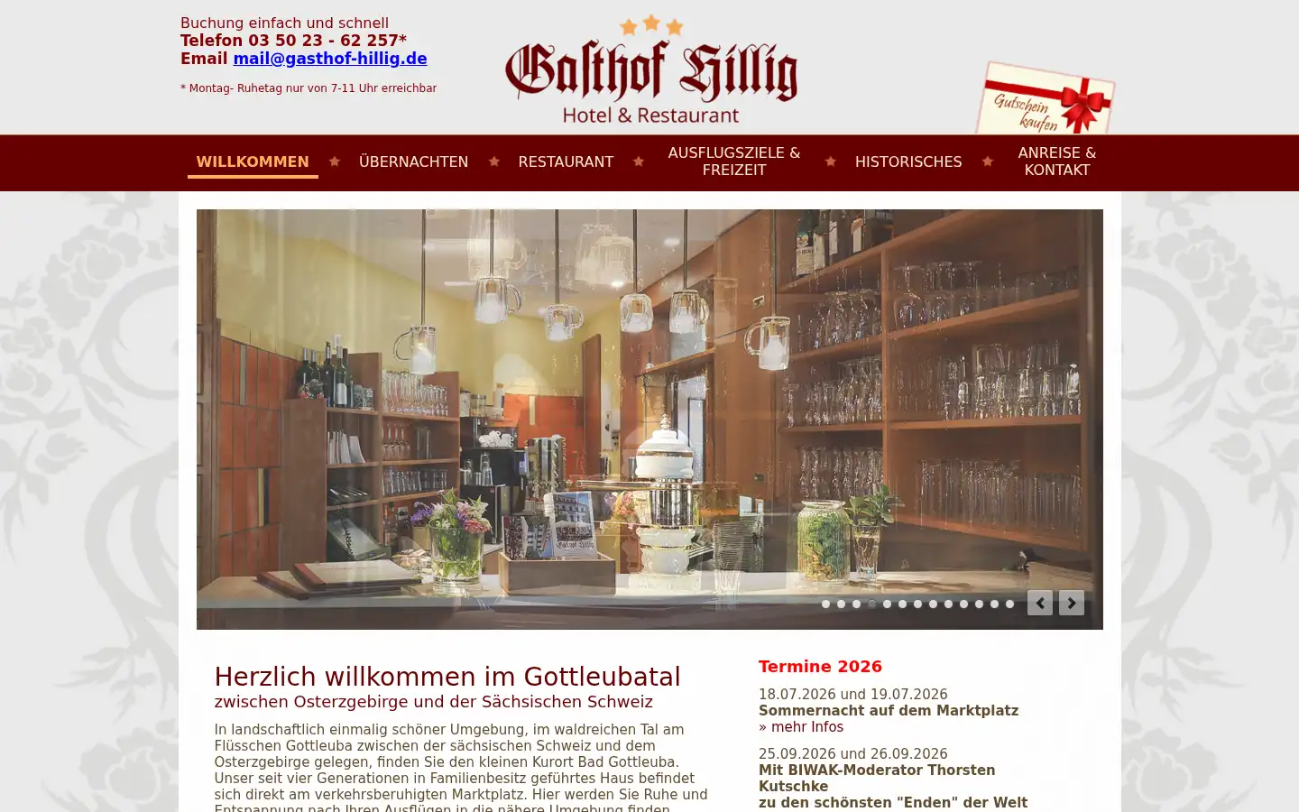 Screenshot of gasthof-hillig.de