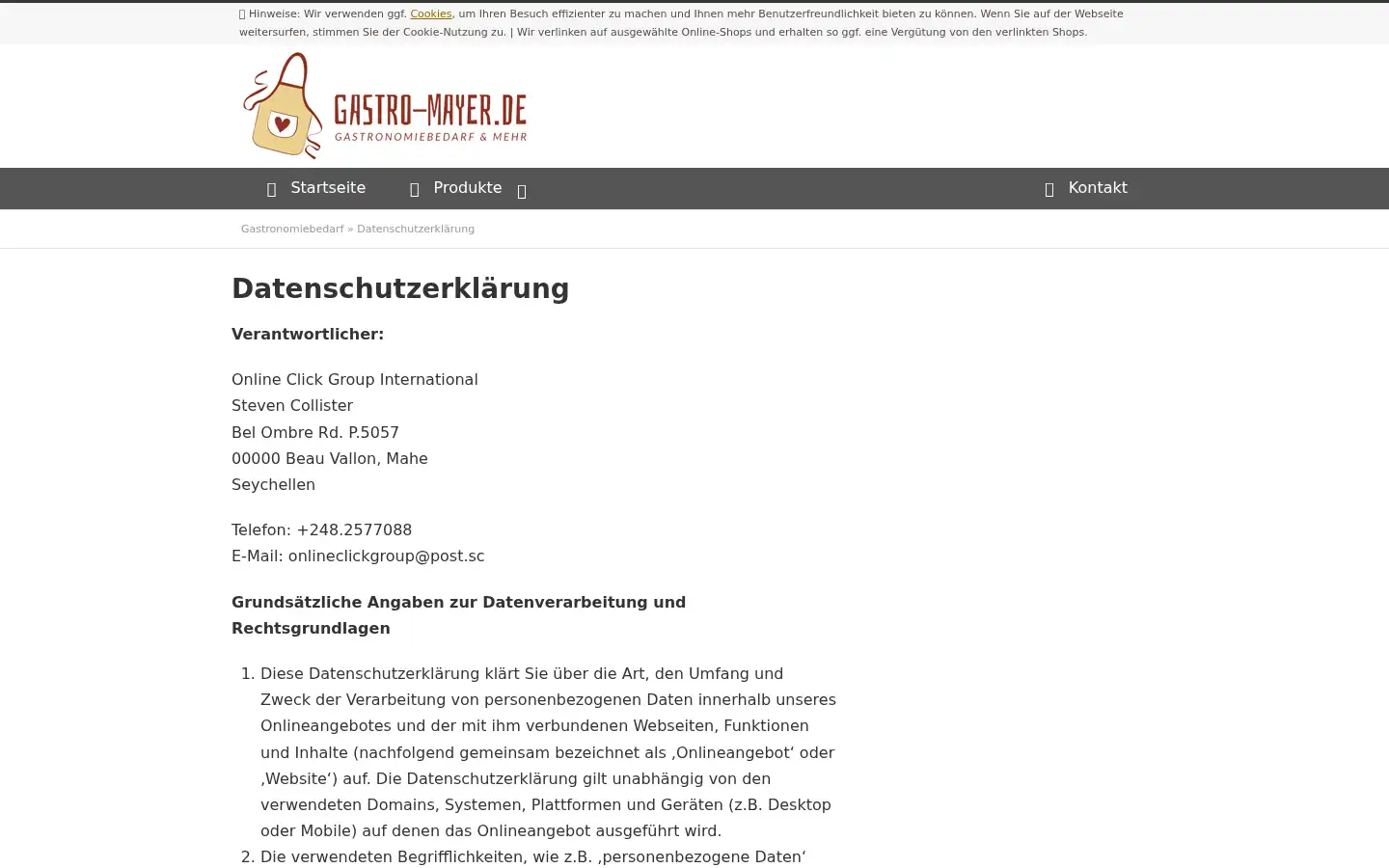 Screenshot of gastro-mayer.de