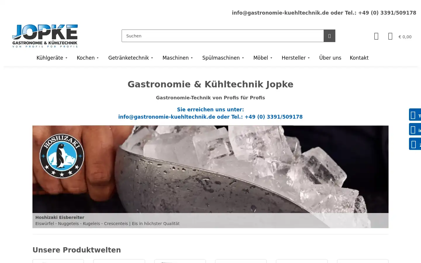 Screenshot of gastronomie-kuehltechnik.de