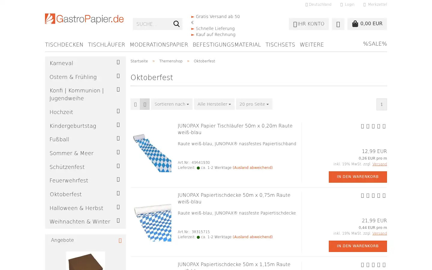 Screenshot of gastropapier.de