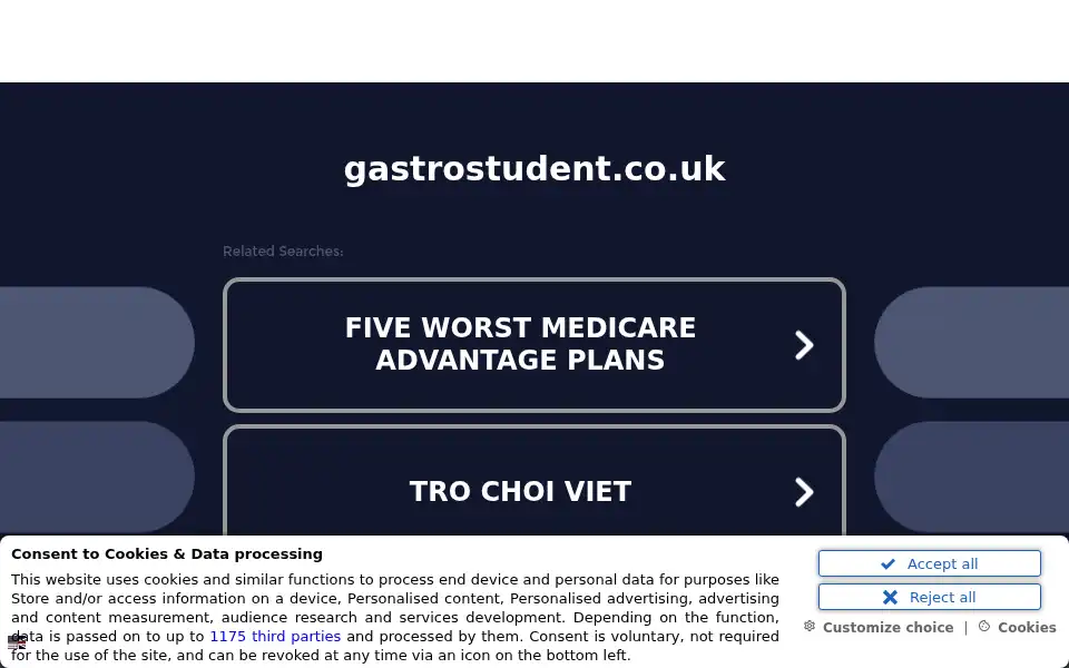 Screenshot of gastrostudent.co.uk