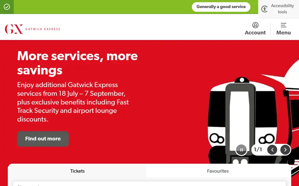 Screenshot of gatwickexpress.com