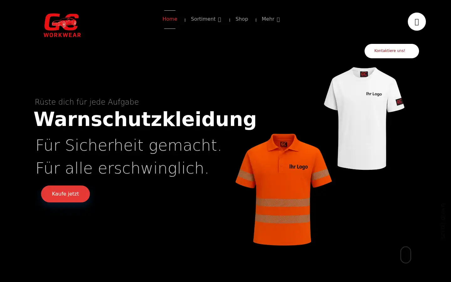Screenshot of gcworkwear.ch