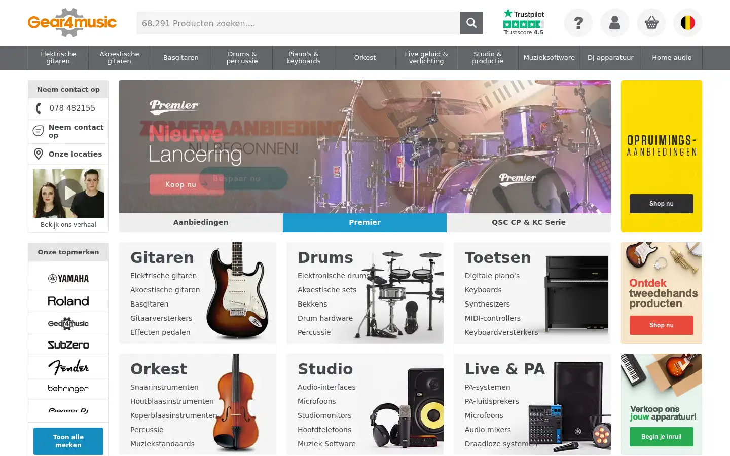 Screenshot of gear4music.be