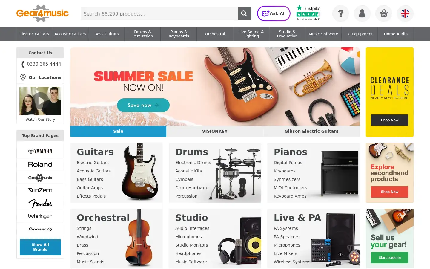 Screenshot of gear4music.com