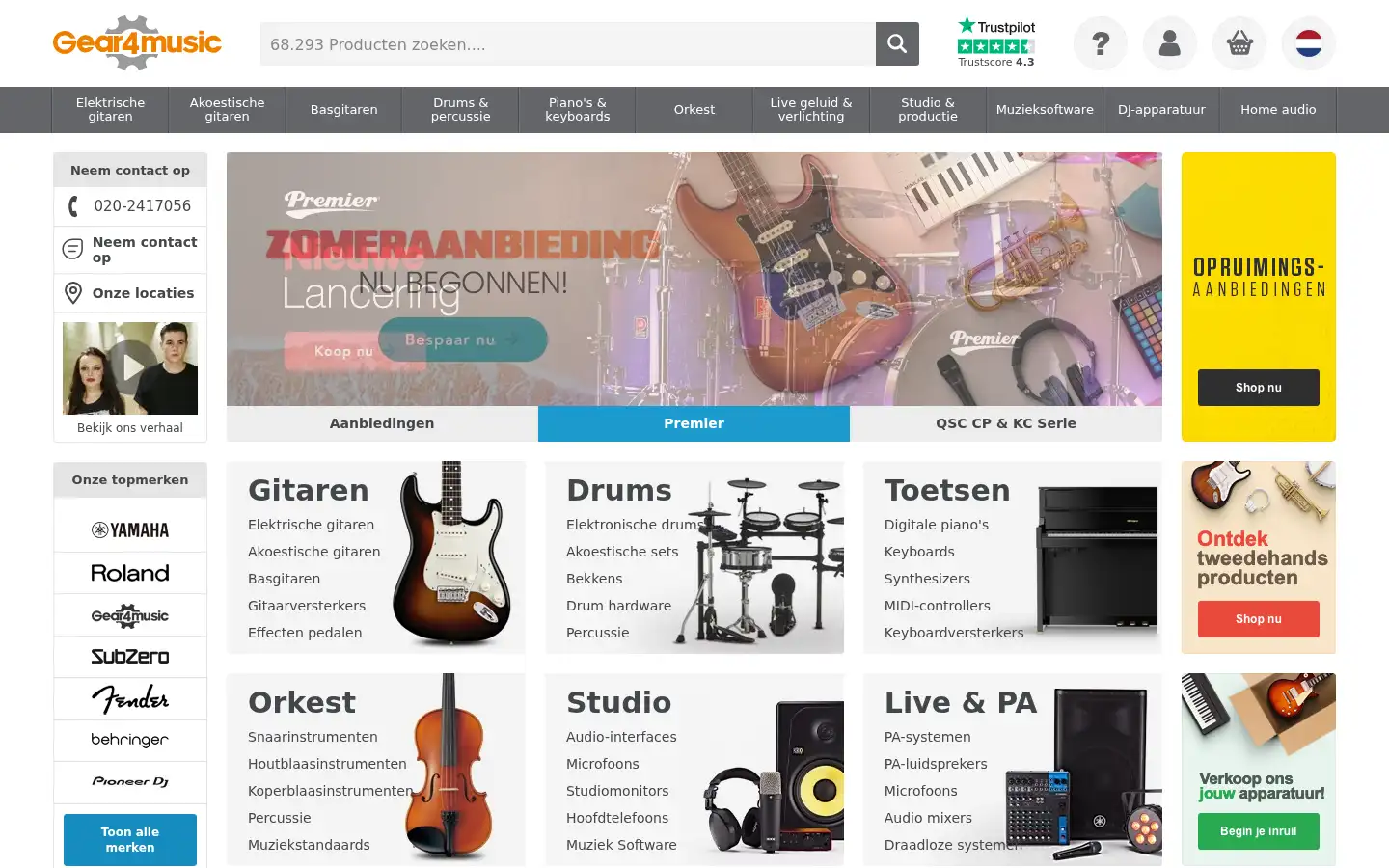 Screenshot of gear4music.nl