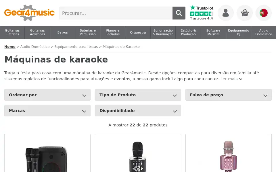 Screenshot of gear4music.pt