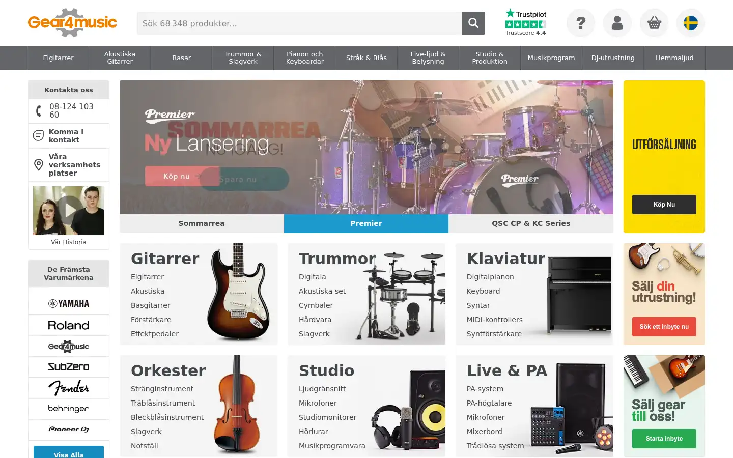 Screenshot of gear4music.se