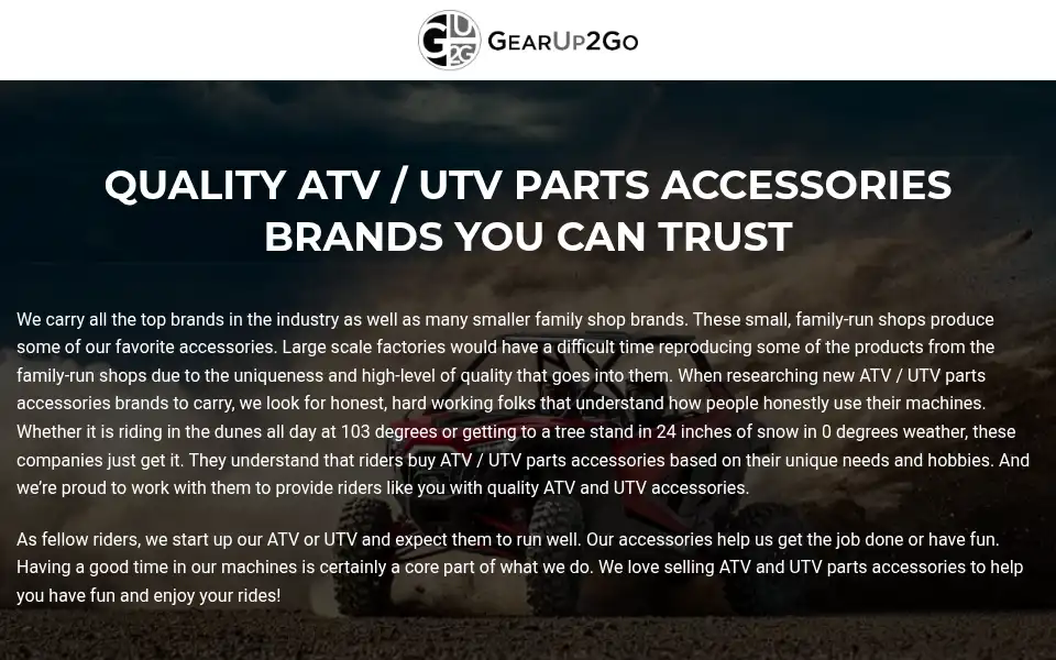 Screenshot of gearup2go.com
