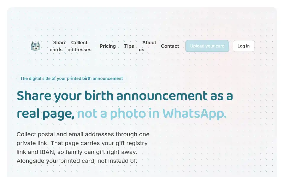 Screenshot of geboortekaartje-online.be