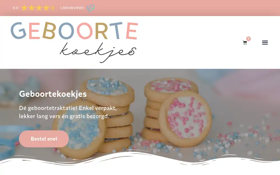 Screenshot of geboortekoekjes.nl