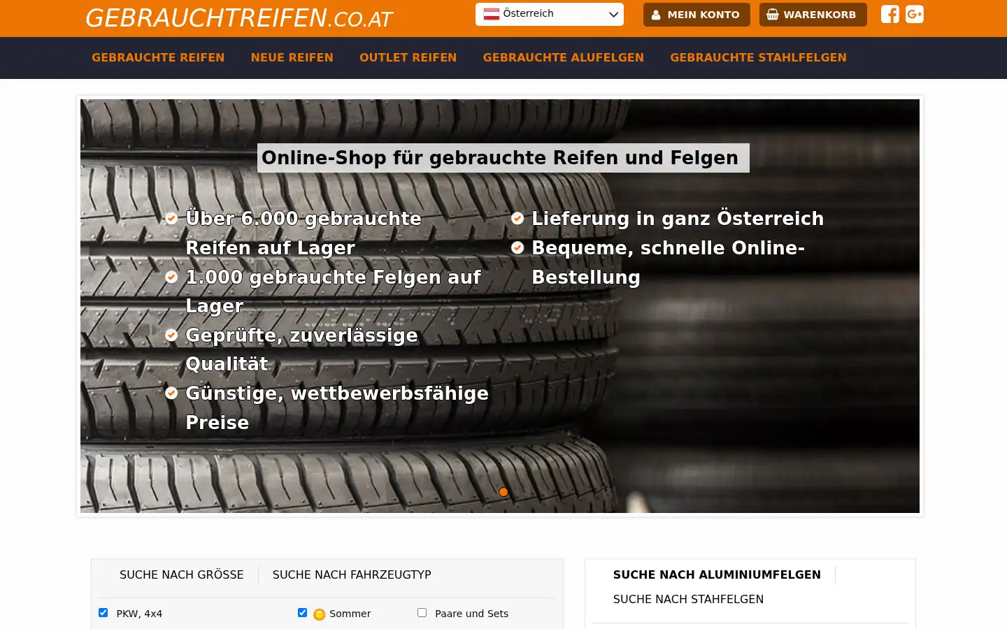 Screenshot of gebrauchtreifen.co.at