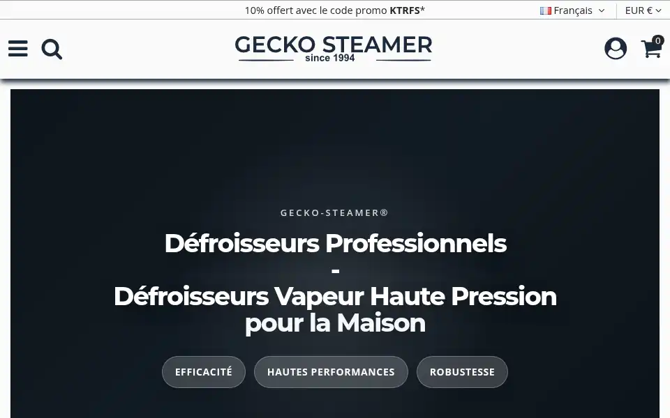 Screenshot of gecko-steamer.com