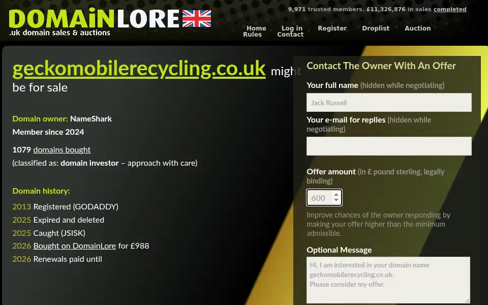 Screenshot of geckomobilerecycling.co.uk