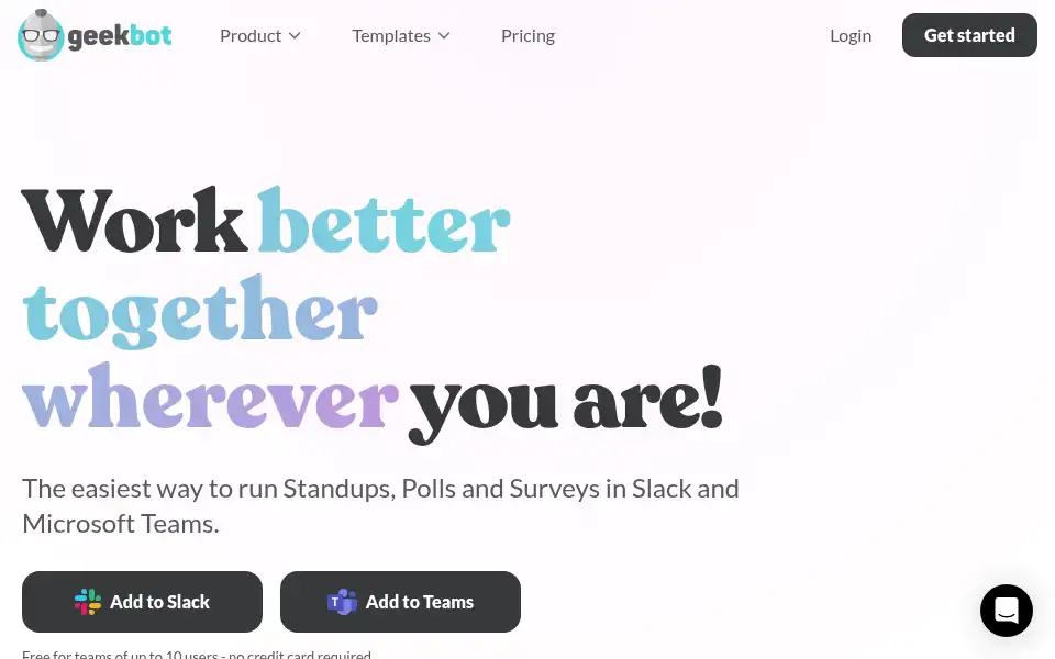 Screenshot of geekbot.com