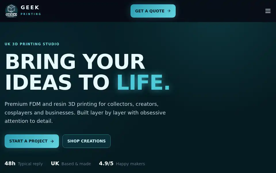 Screenshot of geekprinting.co.uk