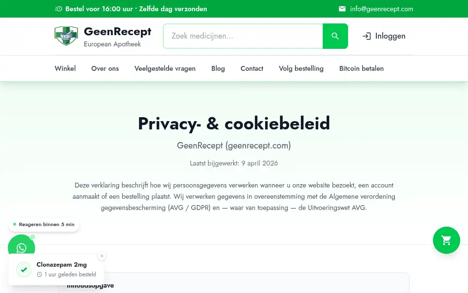 Screenshot of geenrecept.com