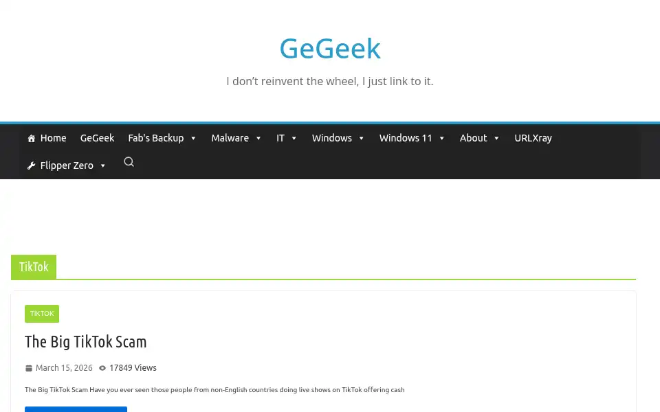 Screenshot of gegeek.com