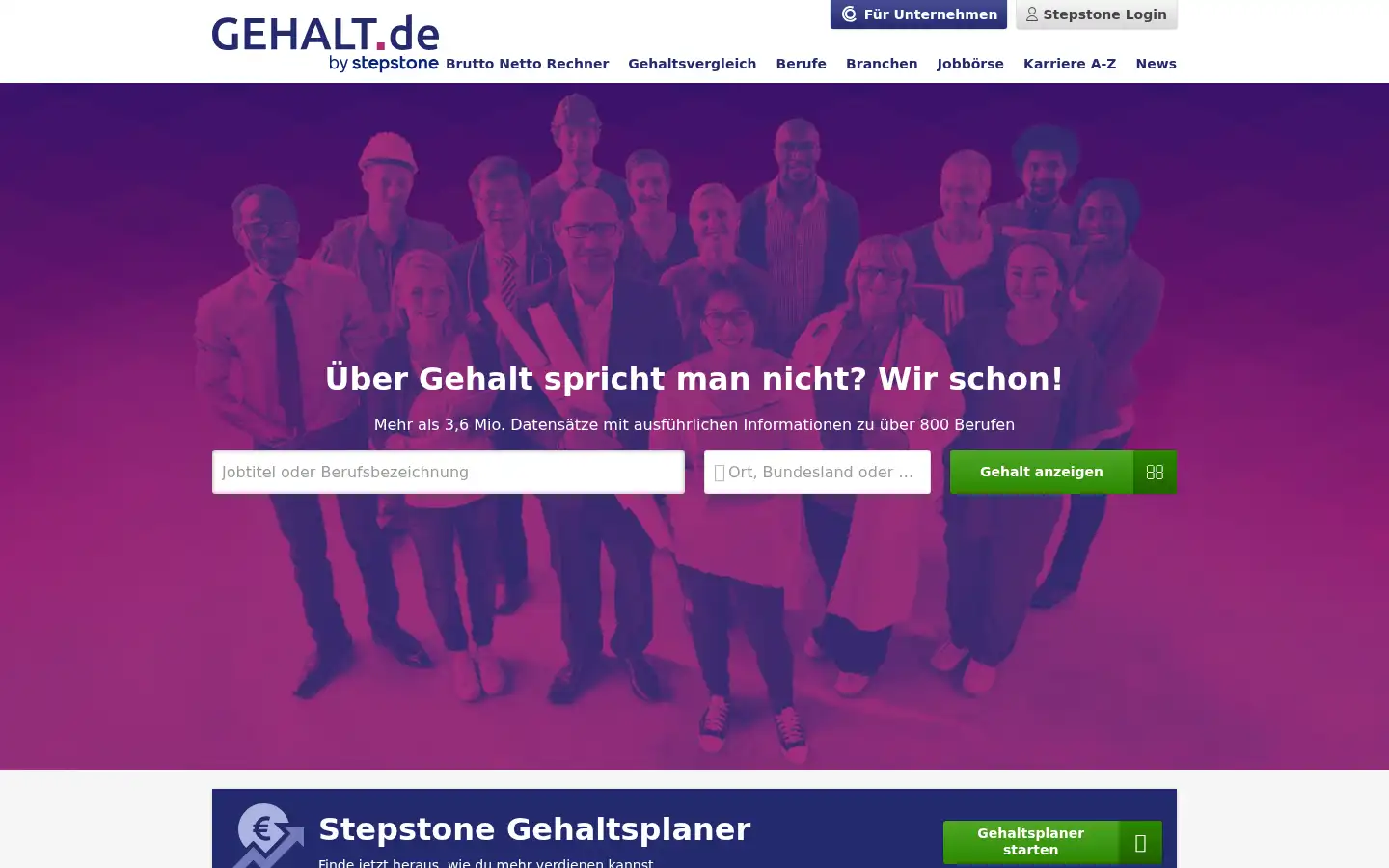 Screenshot of gehalt.de