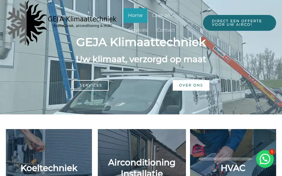 Screenshot of gejaklimaattechniek.nl