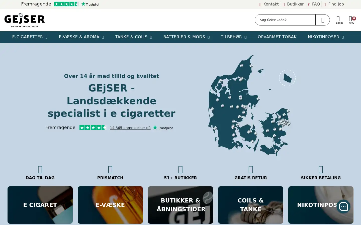 Screenshot of gejser-ecigaret.dk
