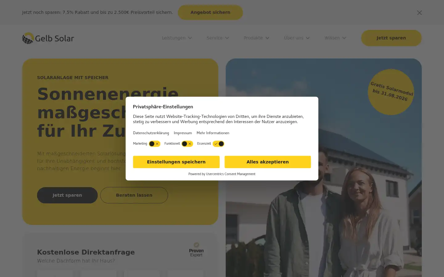 Screenshot of gelb-solar.de