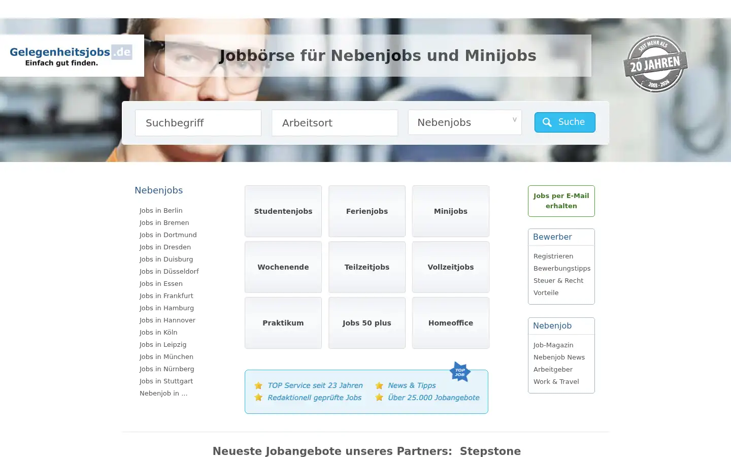 Screenshot of gelegenheitsjobs.de