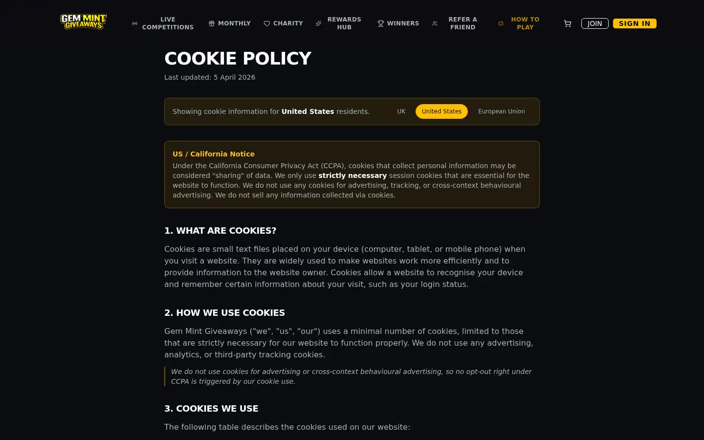 Screenshot of gemmintgiveaways.com