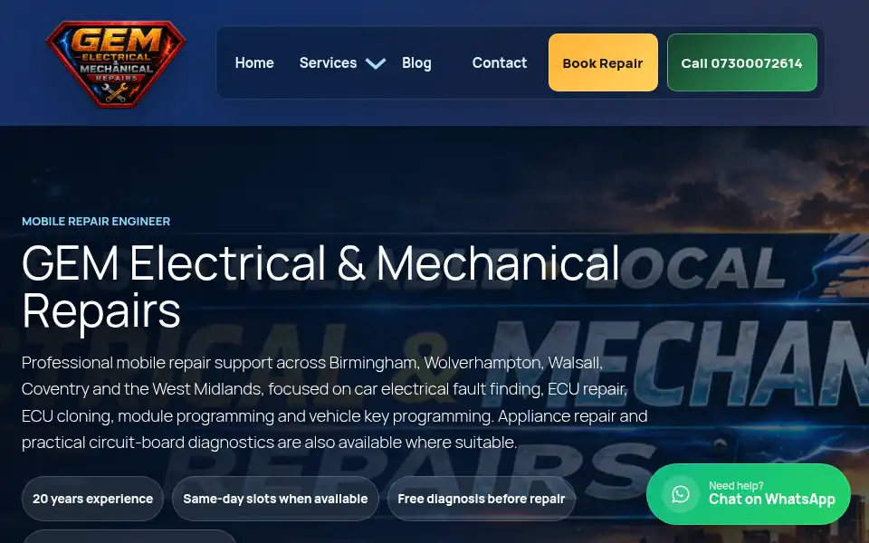 Screenshot of gemrepairs.co.uk