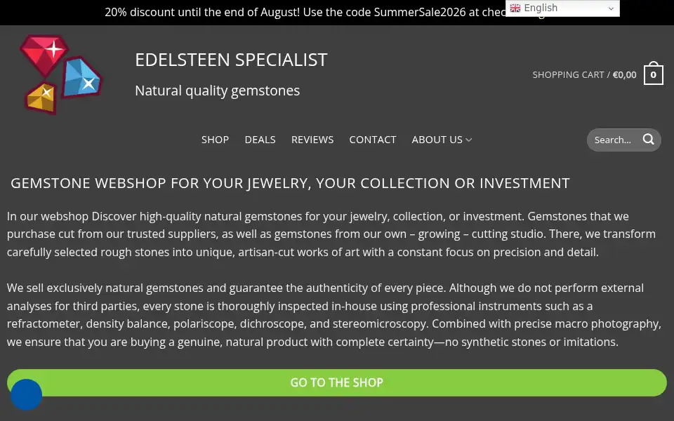 Screenshot of gemstones-online.nl