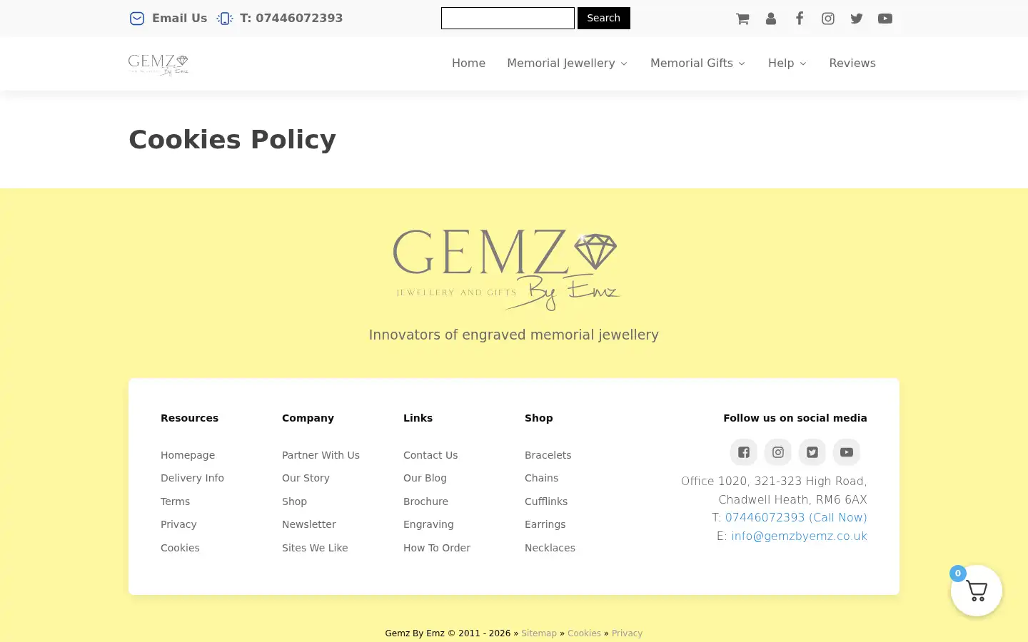 Screenshot of gemzbyemz.co.uk