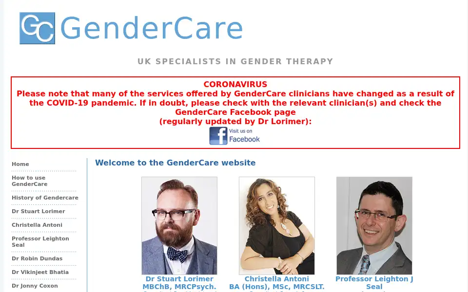 Screenshot of gendercare.co.uk