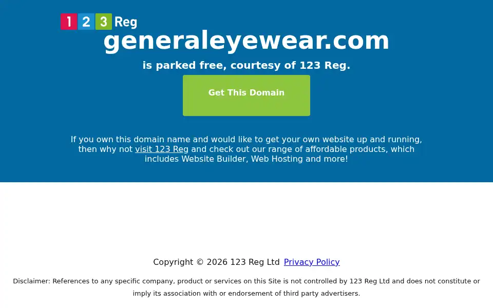 Screenshot of generaleyewear.com