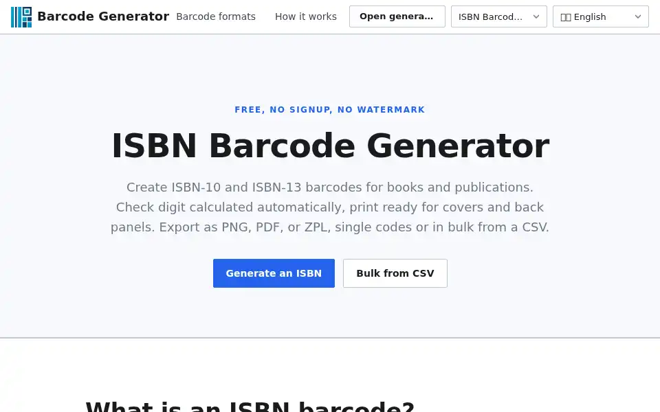 Screenshot of generatorbarcode.com