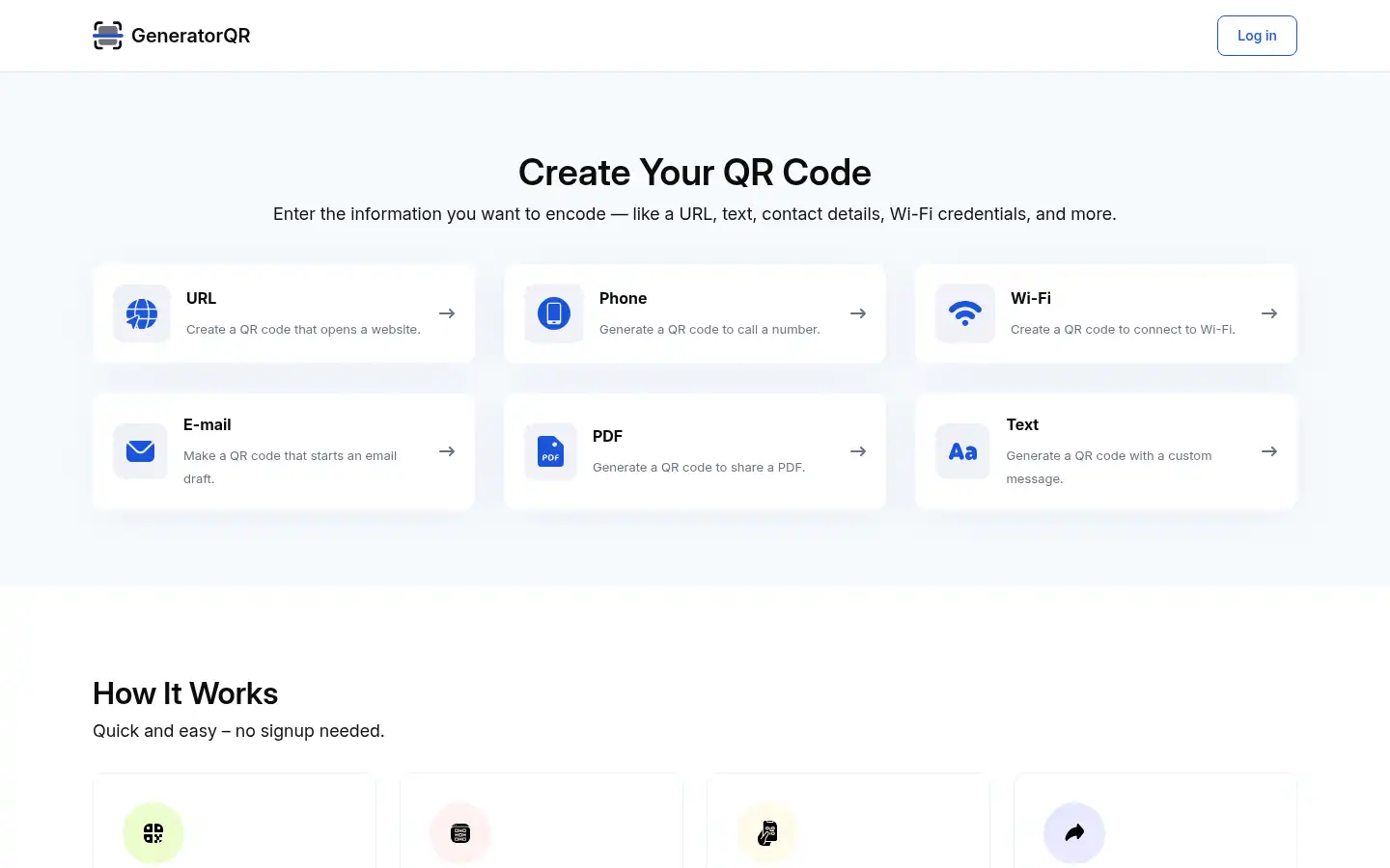 Screenshot of generatorqr.com
