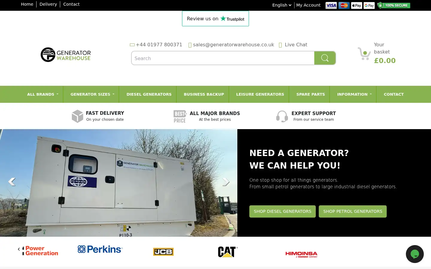 Screenshot of generatorwarehouse.co.uk