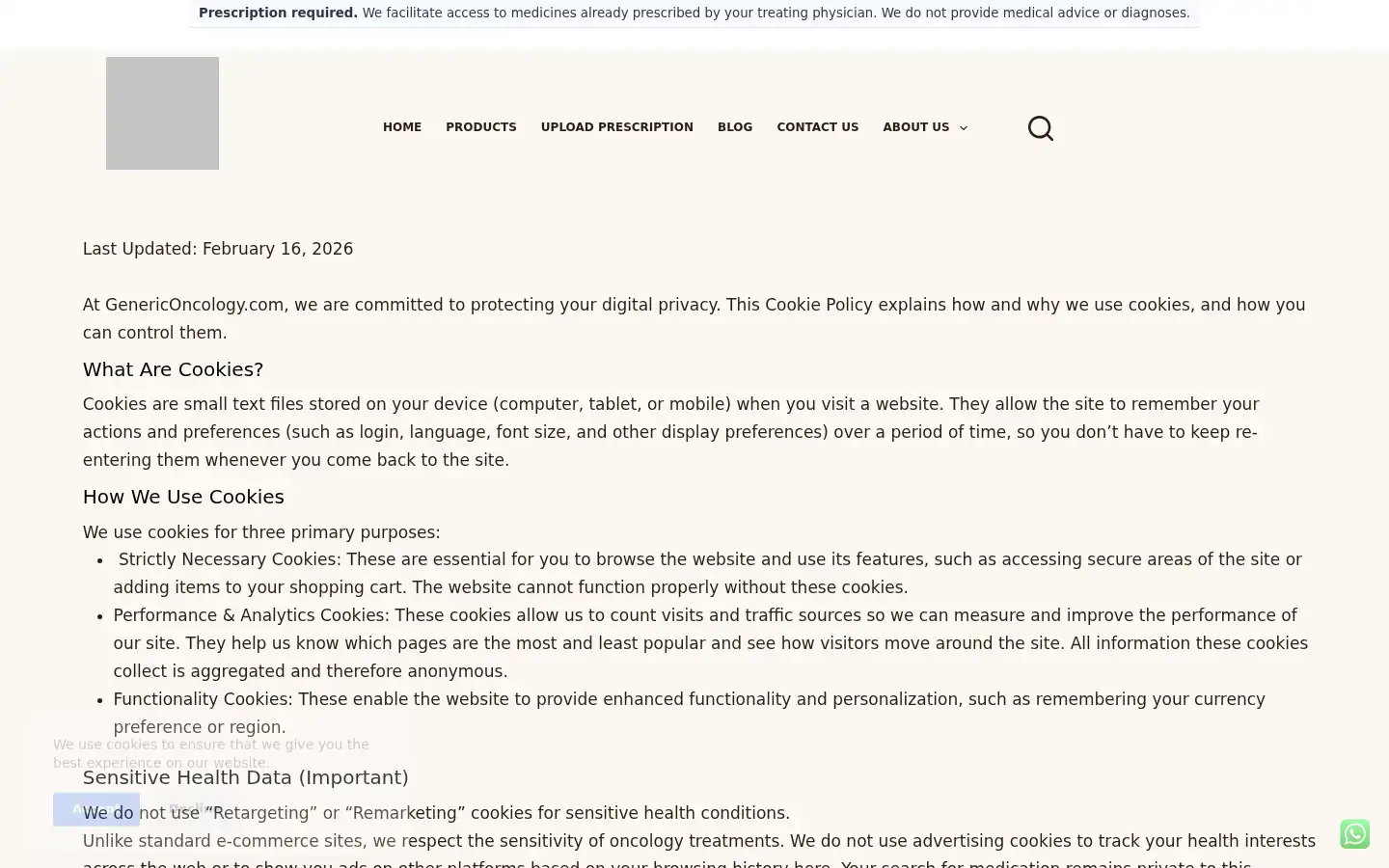 Screenshot of genericoncology.com