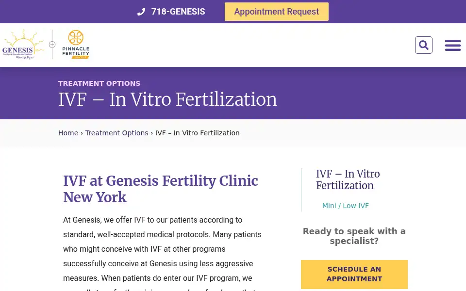 Screenshot of genesisfertility.com