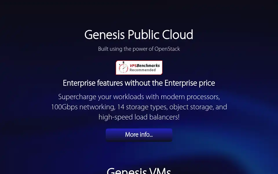Screenshot of genesishosting.com