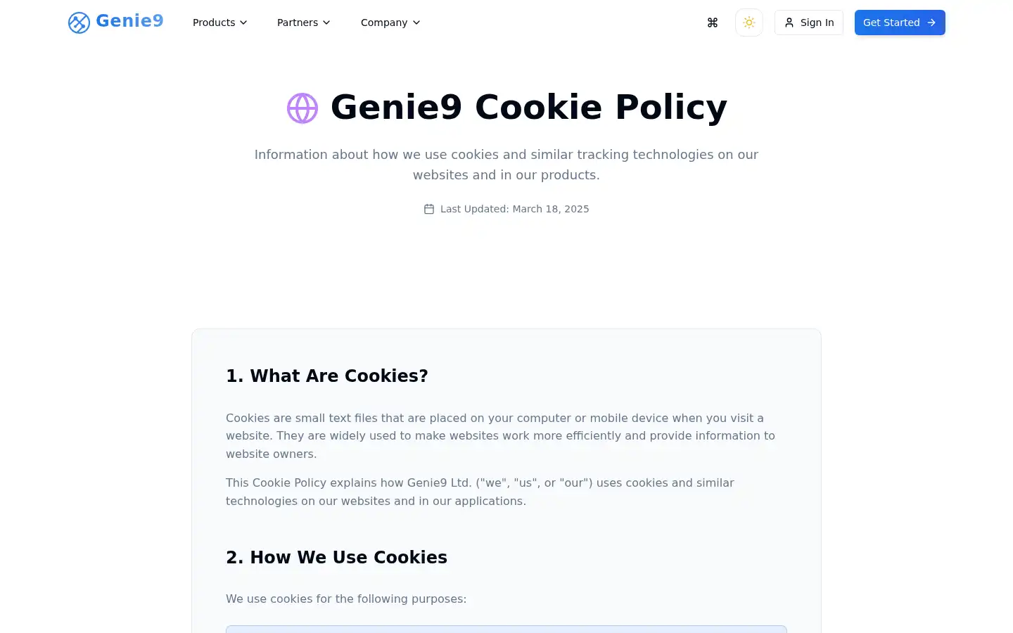 Screenshot of genie9.com