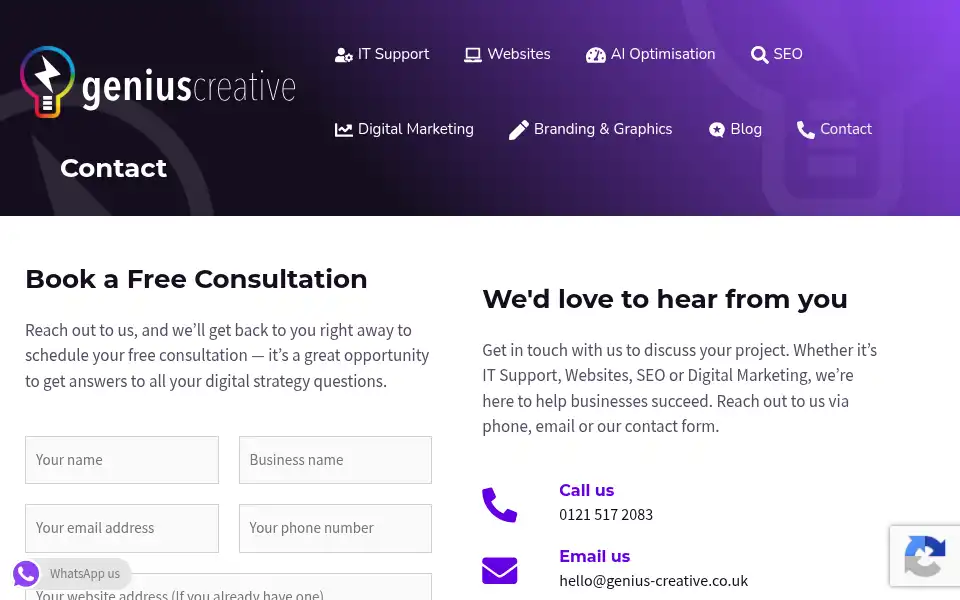 Screenshot of genius-creative.co.uk