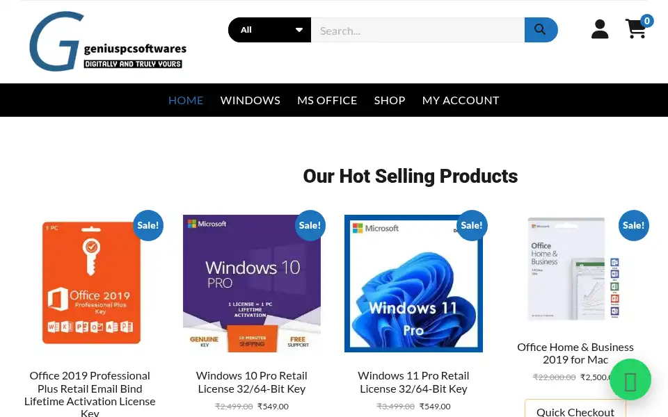 Screenshot of geniuspcsoftwares.com