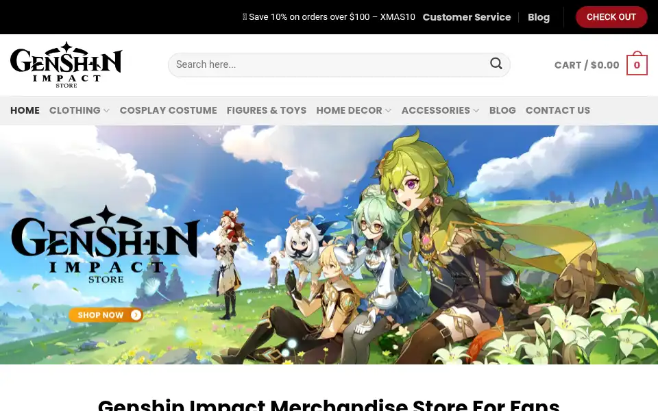 Screenshot of genshinimpactstore.com