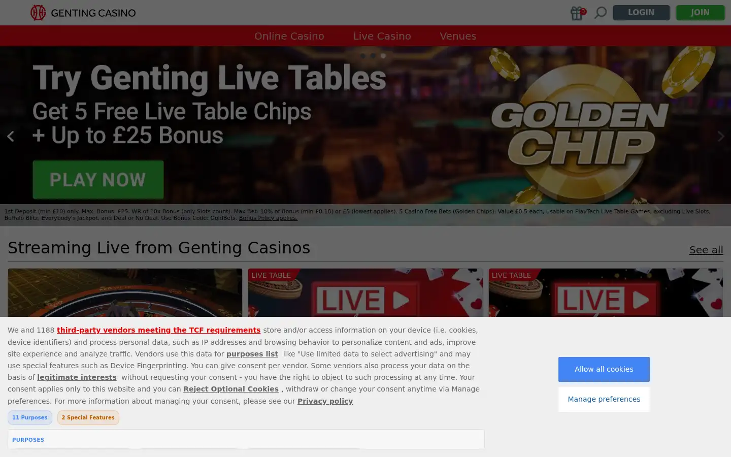 Screenshot of gentingcasino.com