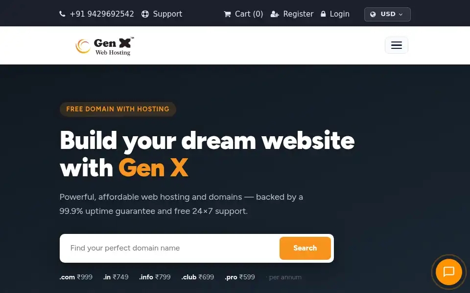 Screenshot of genxwhosting.com
